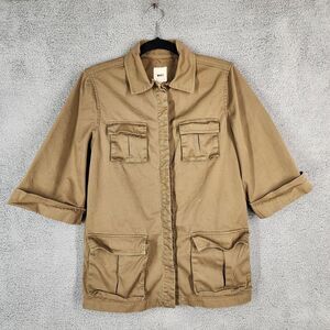 WHIT Vintage Women's Size Medium Khaki Safari Shirt Short Sleeve Button‎ Up USA